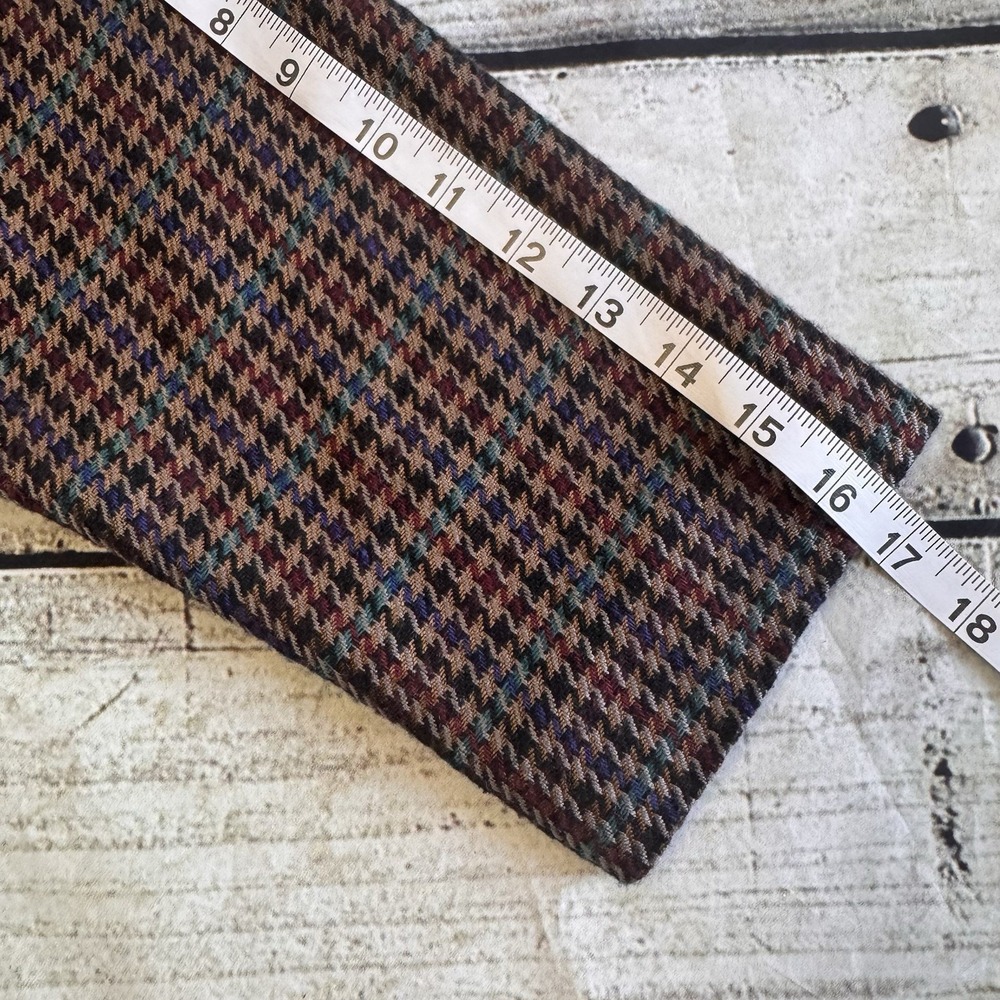 Vintage Houndstooth Tweed Jacket Women's Medium Draped Shawl Collar Open Front - Picture 14 of 16